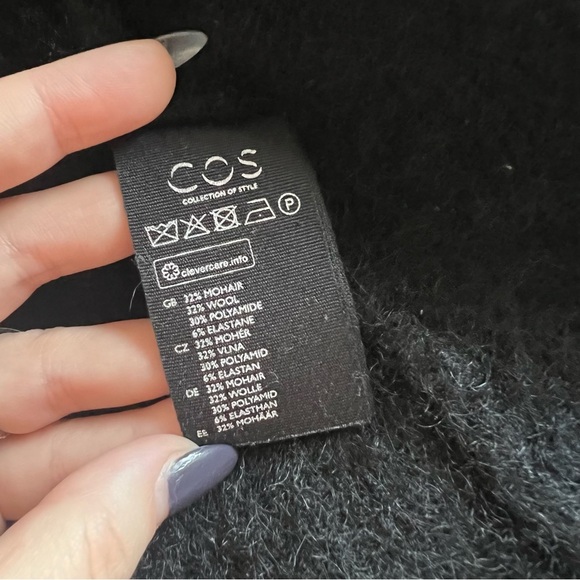 COS - Oversized Longline Wool-Blend Cardigan - Black - Picture 4 of 10